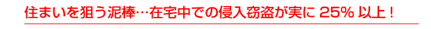 住まいを狙う泥棒・・・在宅中での侵入窃盗が実に25％以上